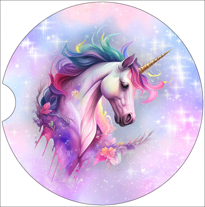 Beautiful Watercolor Unicorn Art Car Coasters - Matching Pair - Set of 2