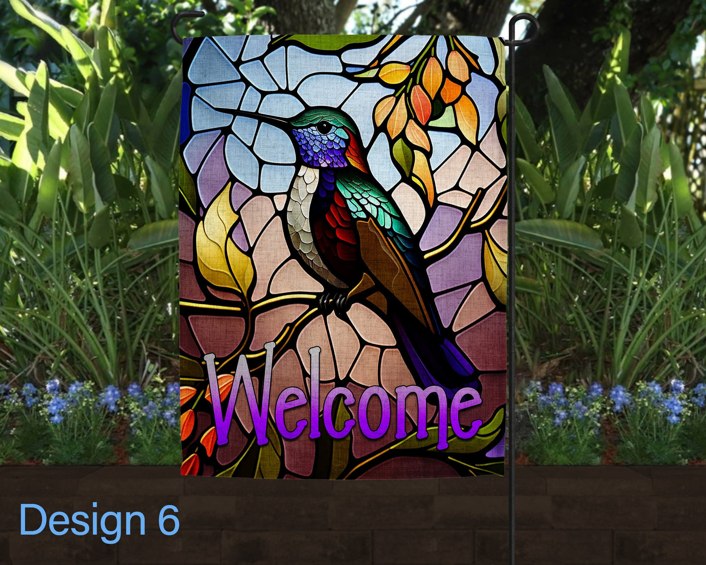 Stained Glass Art Linen Garden Flag - 8 Design Choices