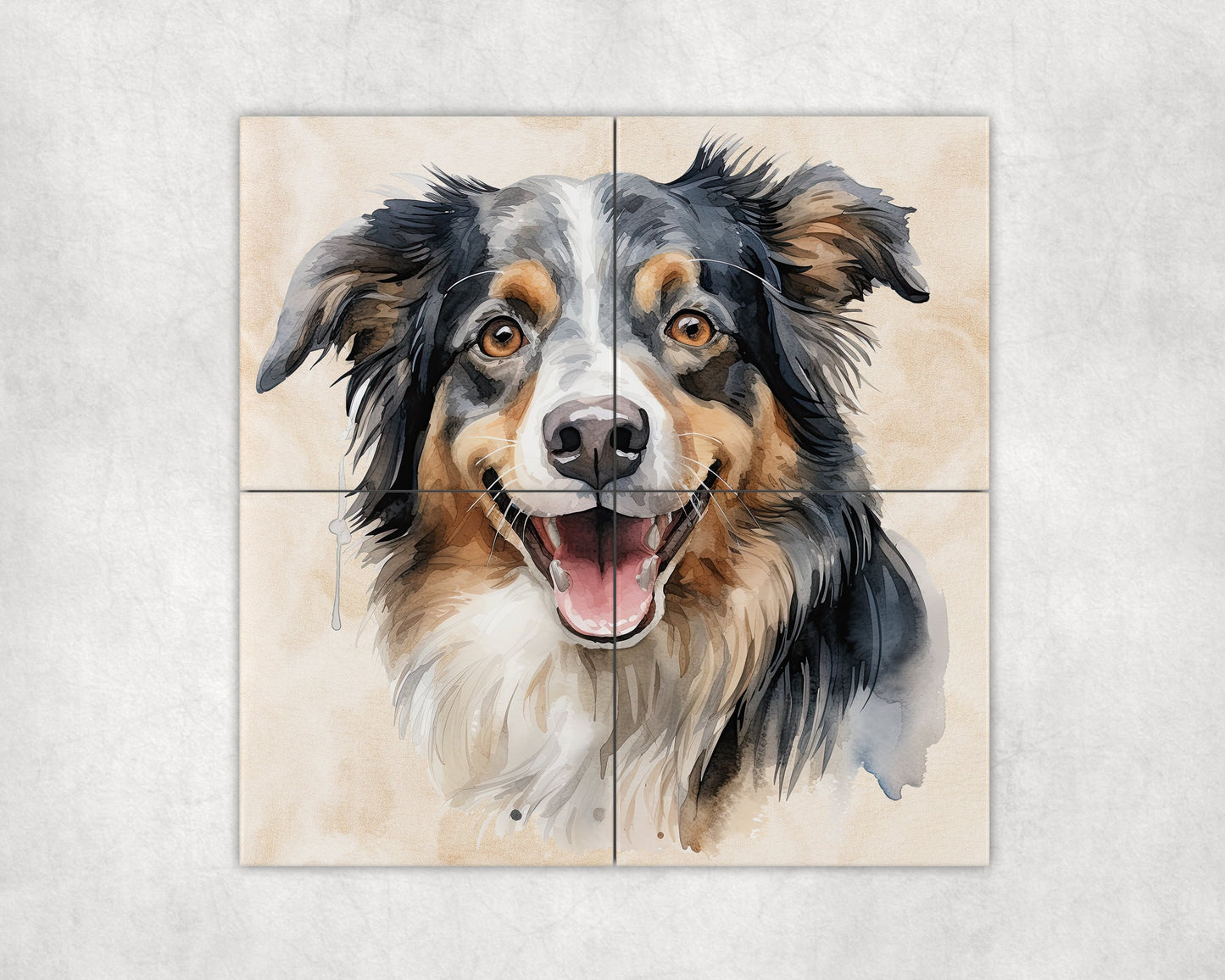 Australian Shepherd Art Loose Tile Mural - 3 sizes Available.