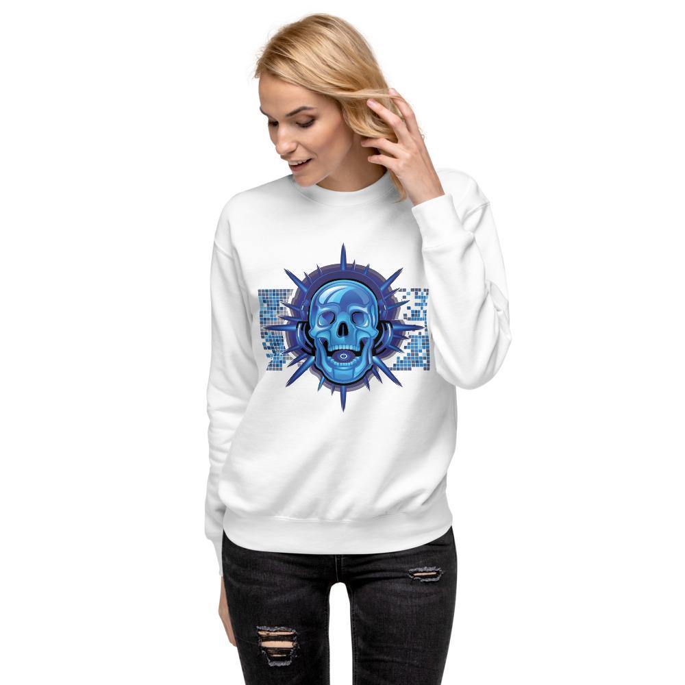 Cool Blue Skull Unisex Fleece Pullover - Schoppix Gifts