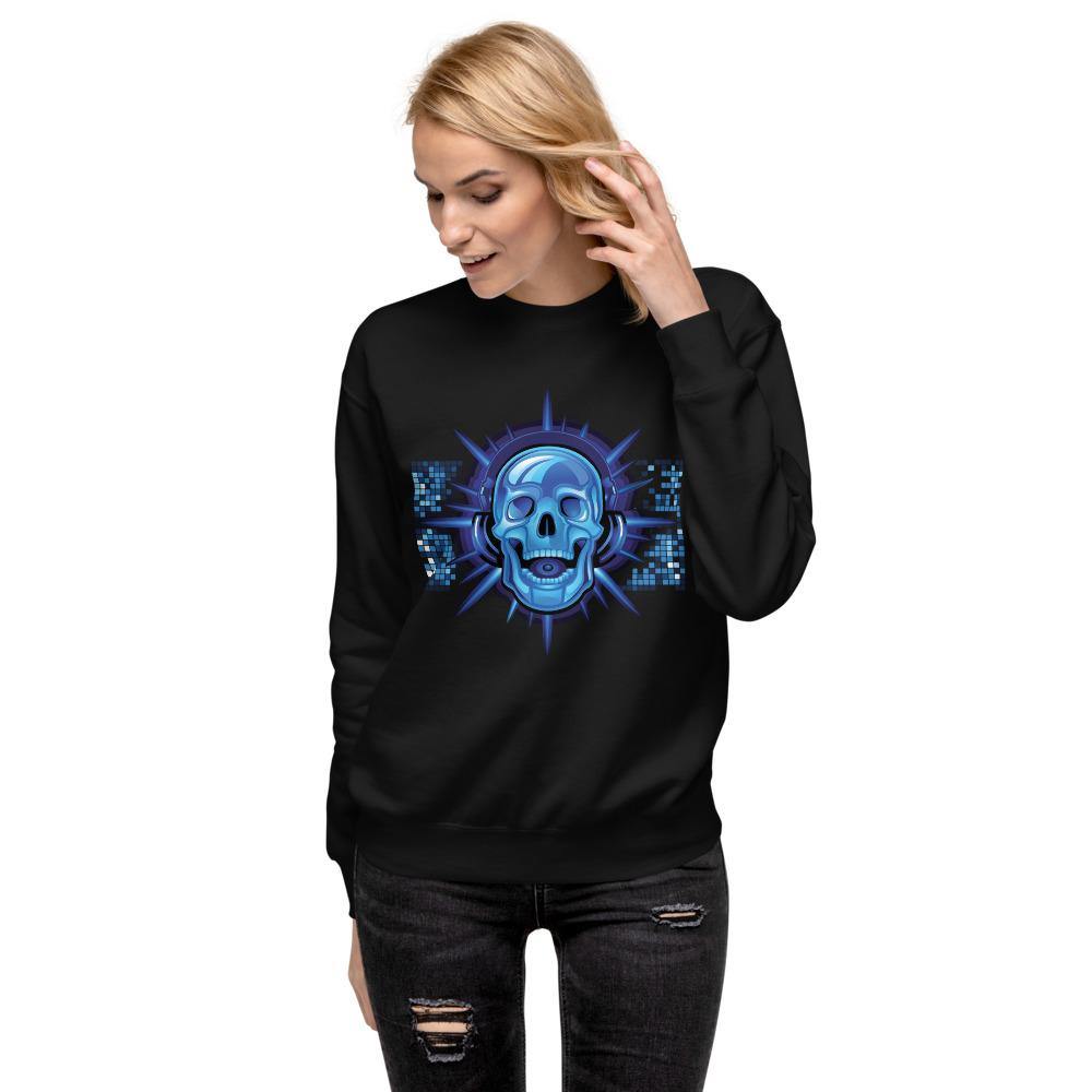 Cool Blue Skull Unisex Fleece Pullover - Schoppix Gifts