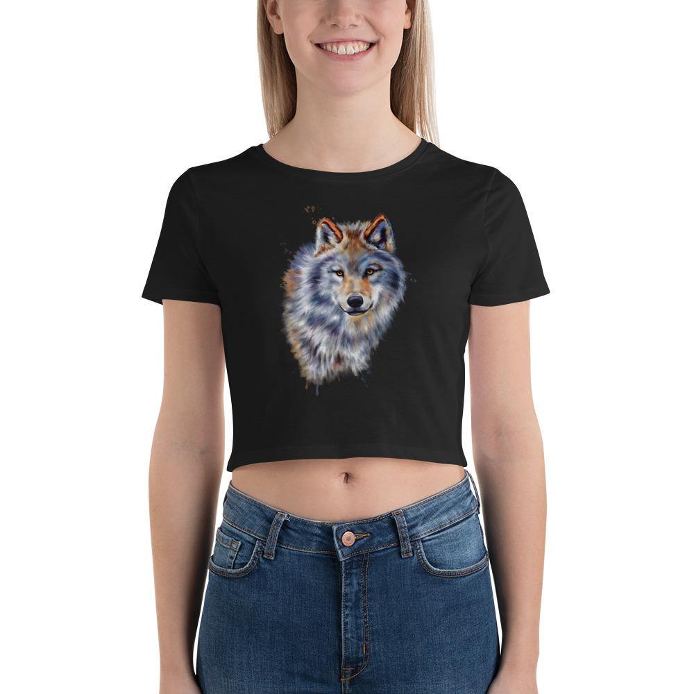 Wolf Portrait Women’s Crop Tee - Schoppix Gifts