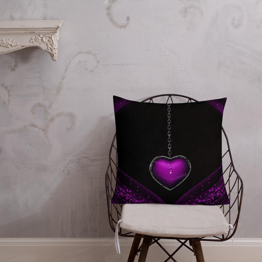 Purple Heart Locket Throw Pillow - Schoppix Gifts
