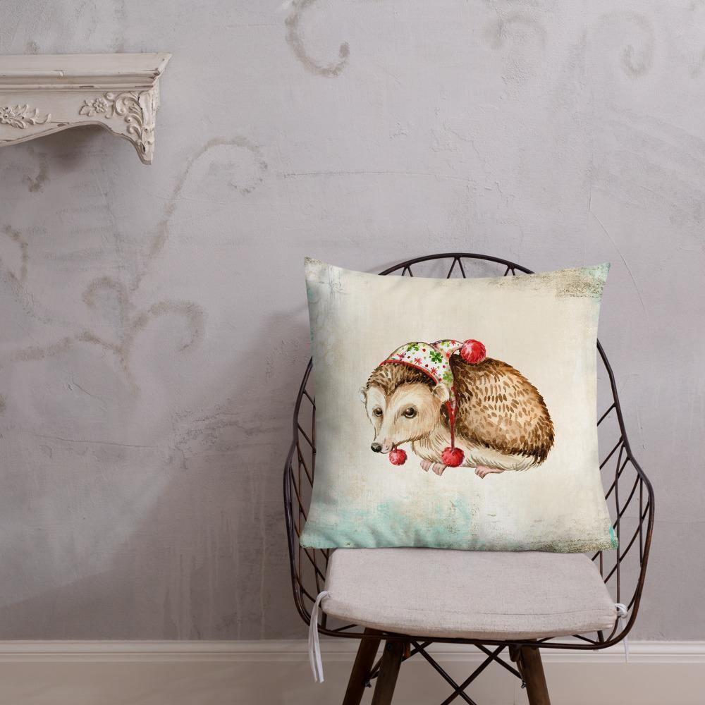 Cute Winter Hedgehog Premium Throw Pillow - Schoppix Gifts