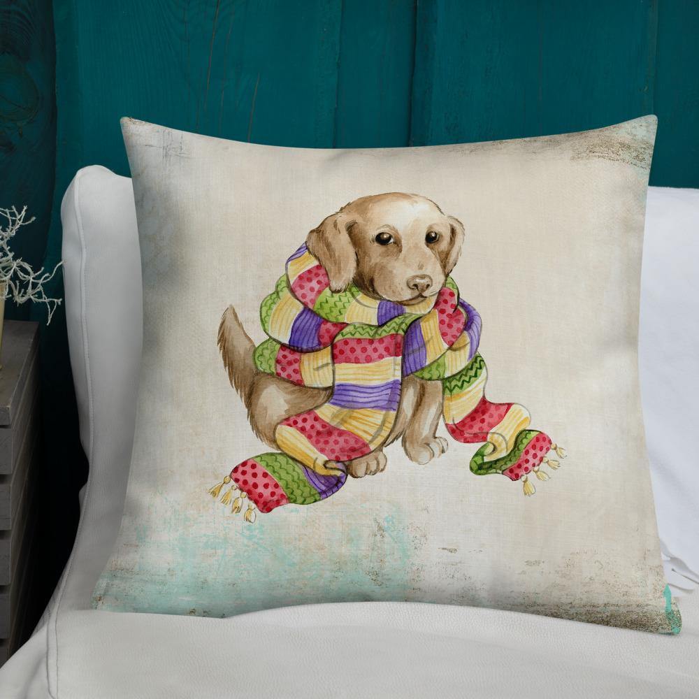 Cute Puppy in Scarf Throw Pillow - Schoppix Gifts
