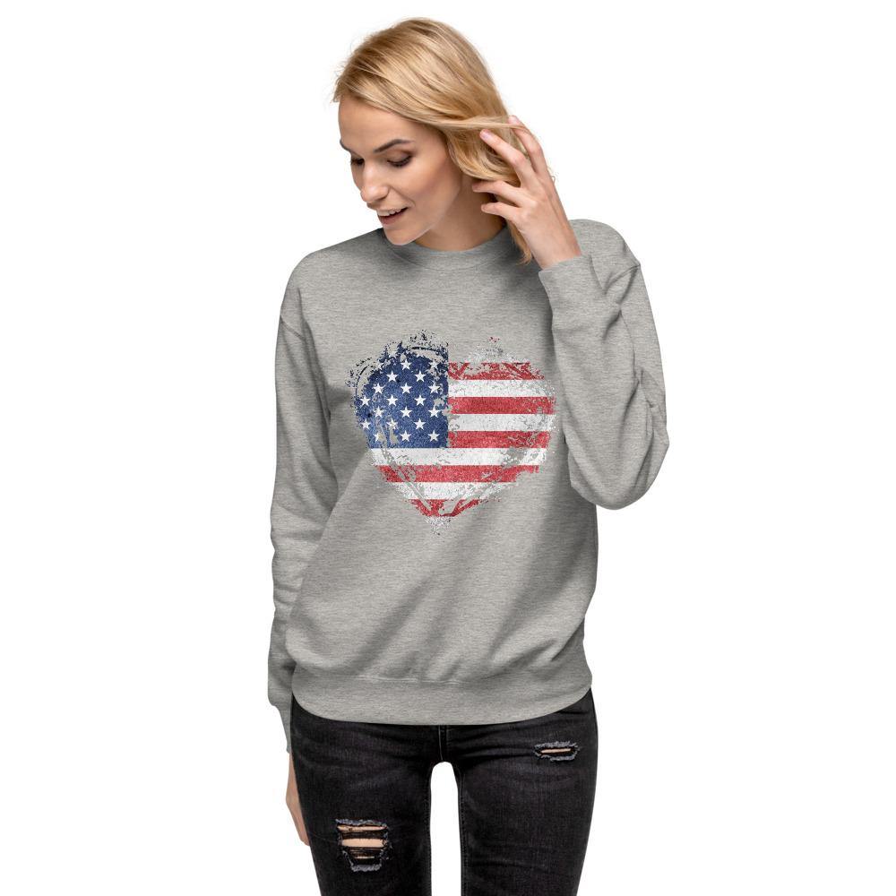 American Flag Heart Unisex Fleece Pullover - Schoppix Gifts