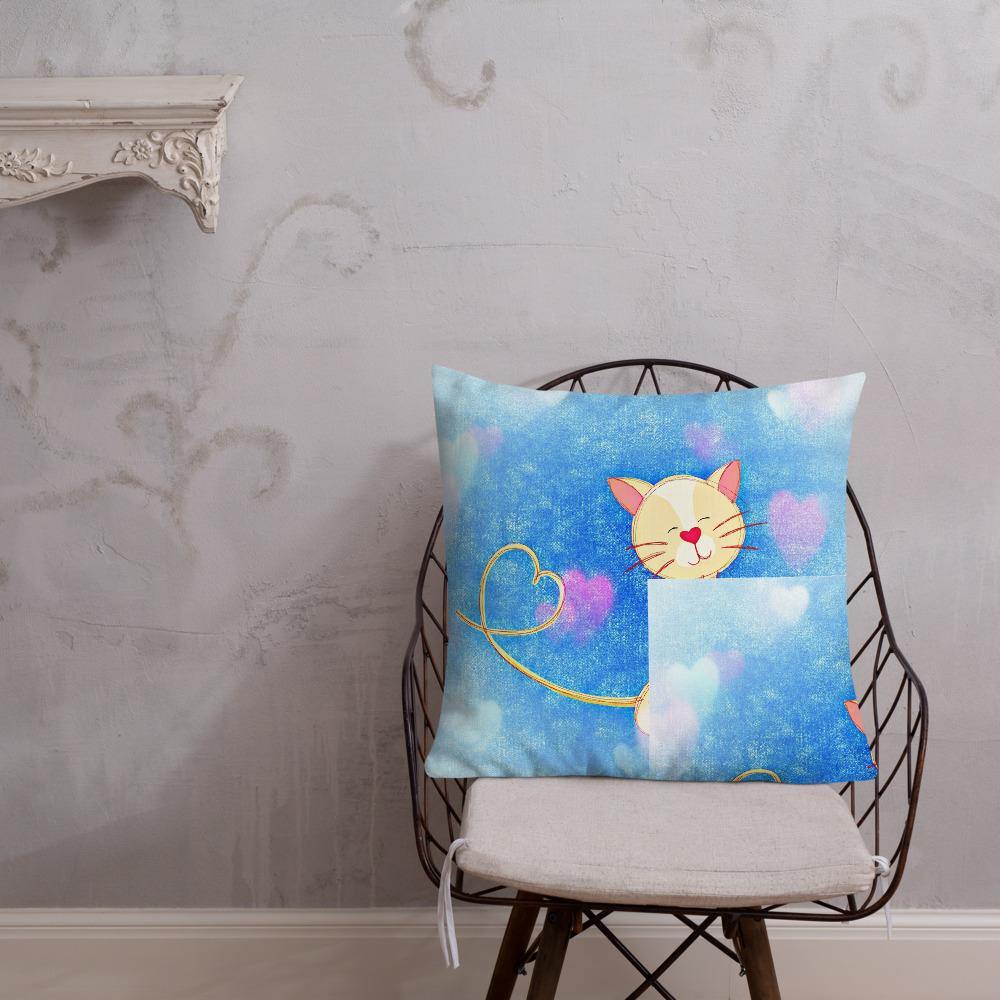Cute Illustrated Cat Throw Pillow - Schoppix Gifts