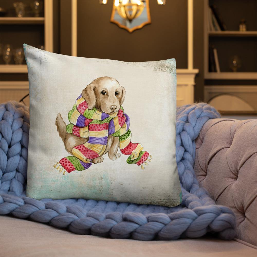 Cute Puppy in Scarf Throw Pillow - Schoppix Gifts