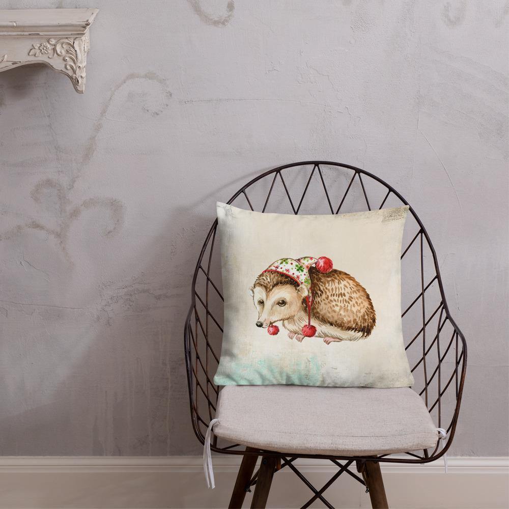 Cute Winter Hedgehog Premium Throw Pillow - Schoppix Gifts