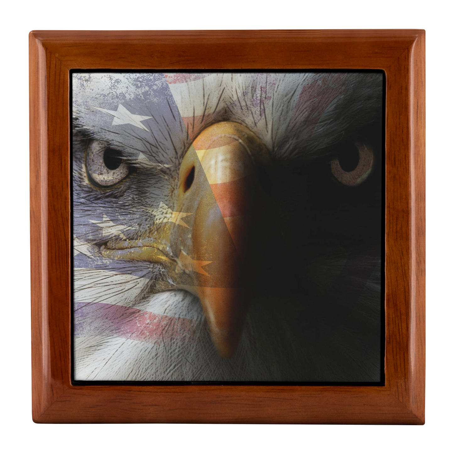 American Flag Bald Eagle Portrait Jewelry Box - Schoppix Gifts