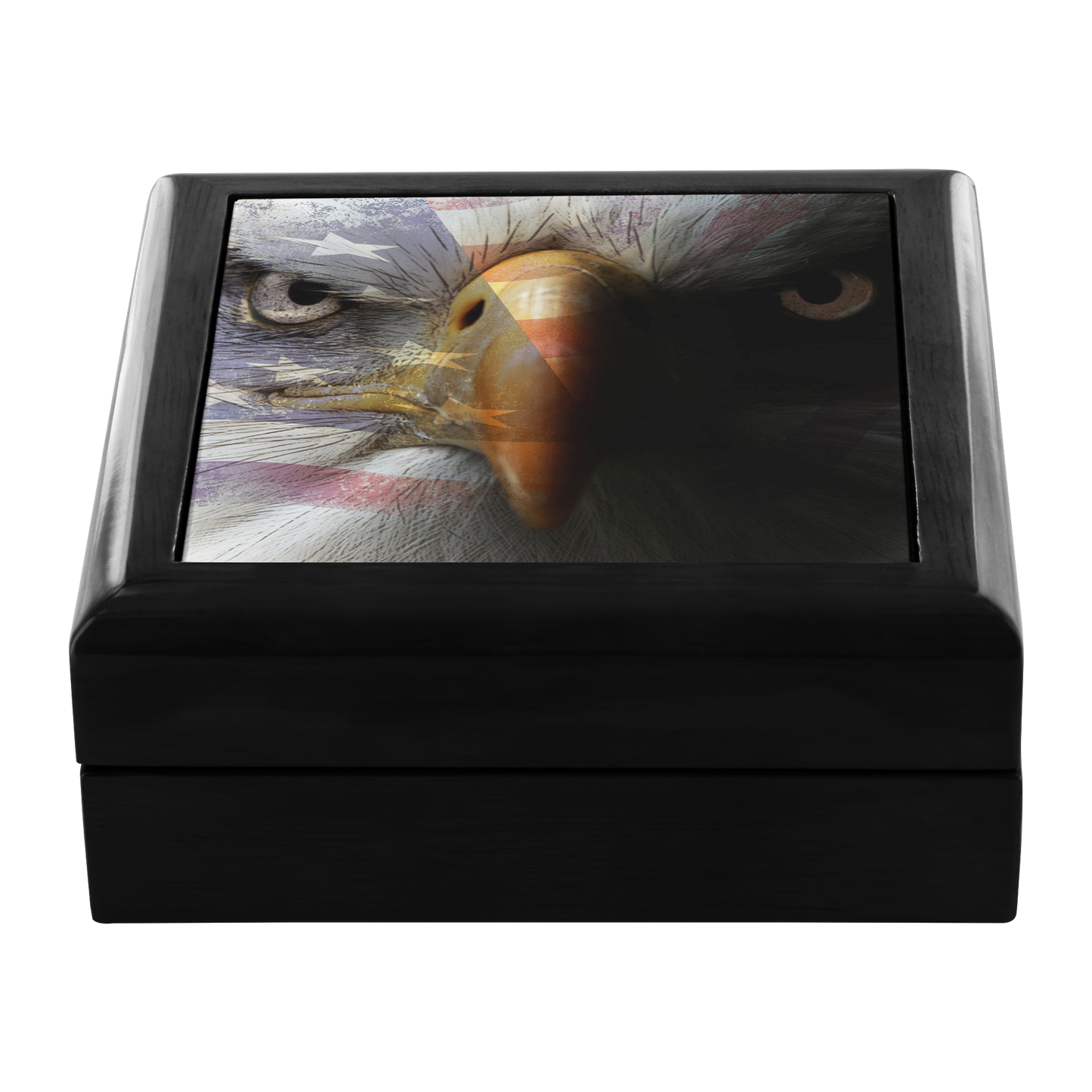 American Flag Bald Eagle Portrait Jewelry Box - Schoppix Gifts