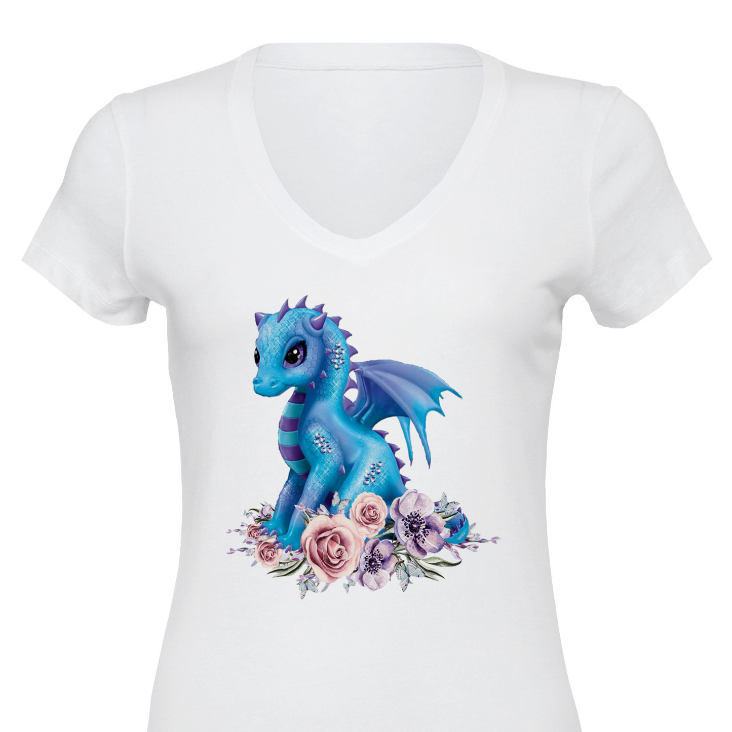 Cute Dragon Premium Womens V-Neck T-shirt - Schoppix Gifts