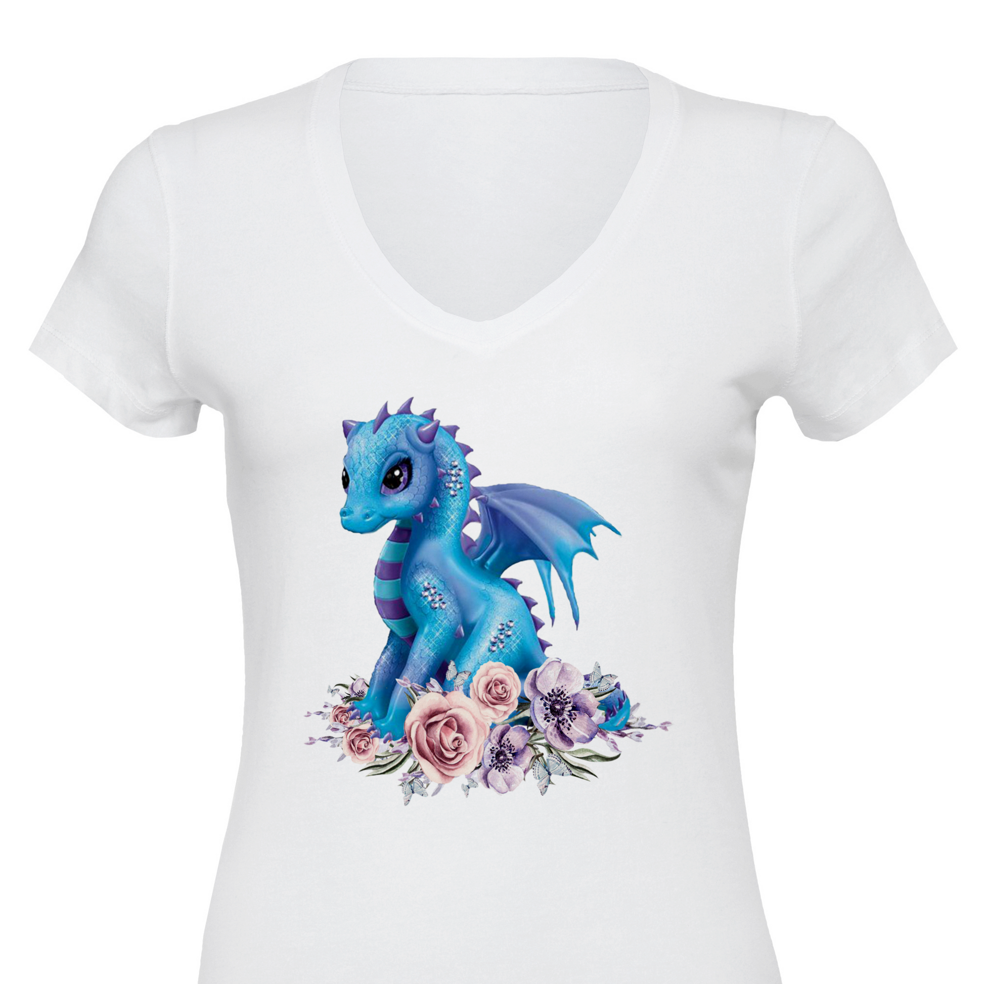 Cute Dragon Premium Womens V-Neck T-shirt - Schoppix Gifts