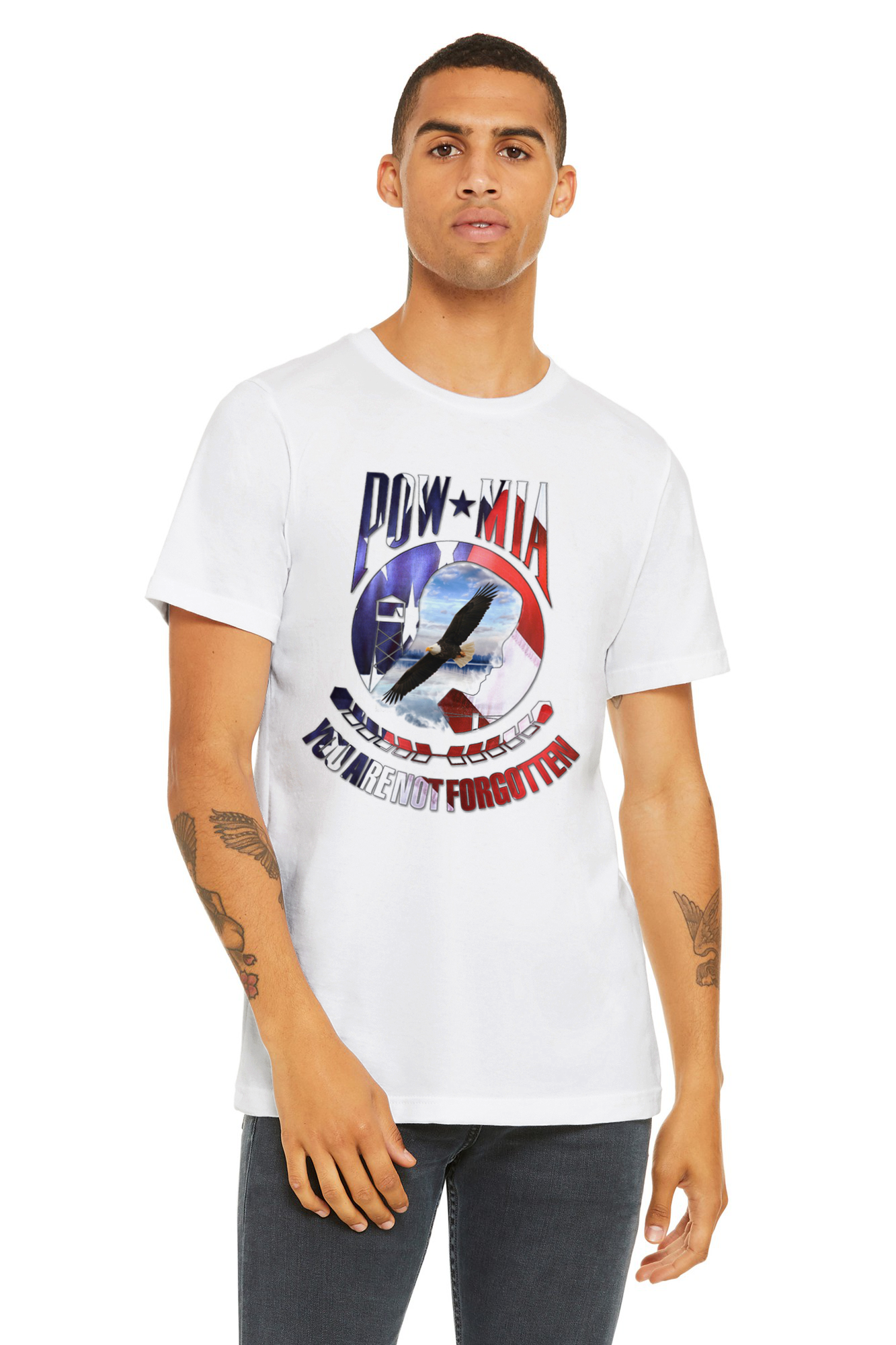 POW MIA Premium Unisex Crewneck T-shirt - Schoppix Gifts