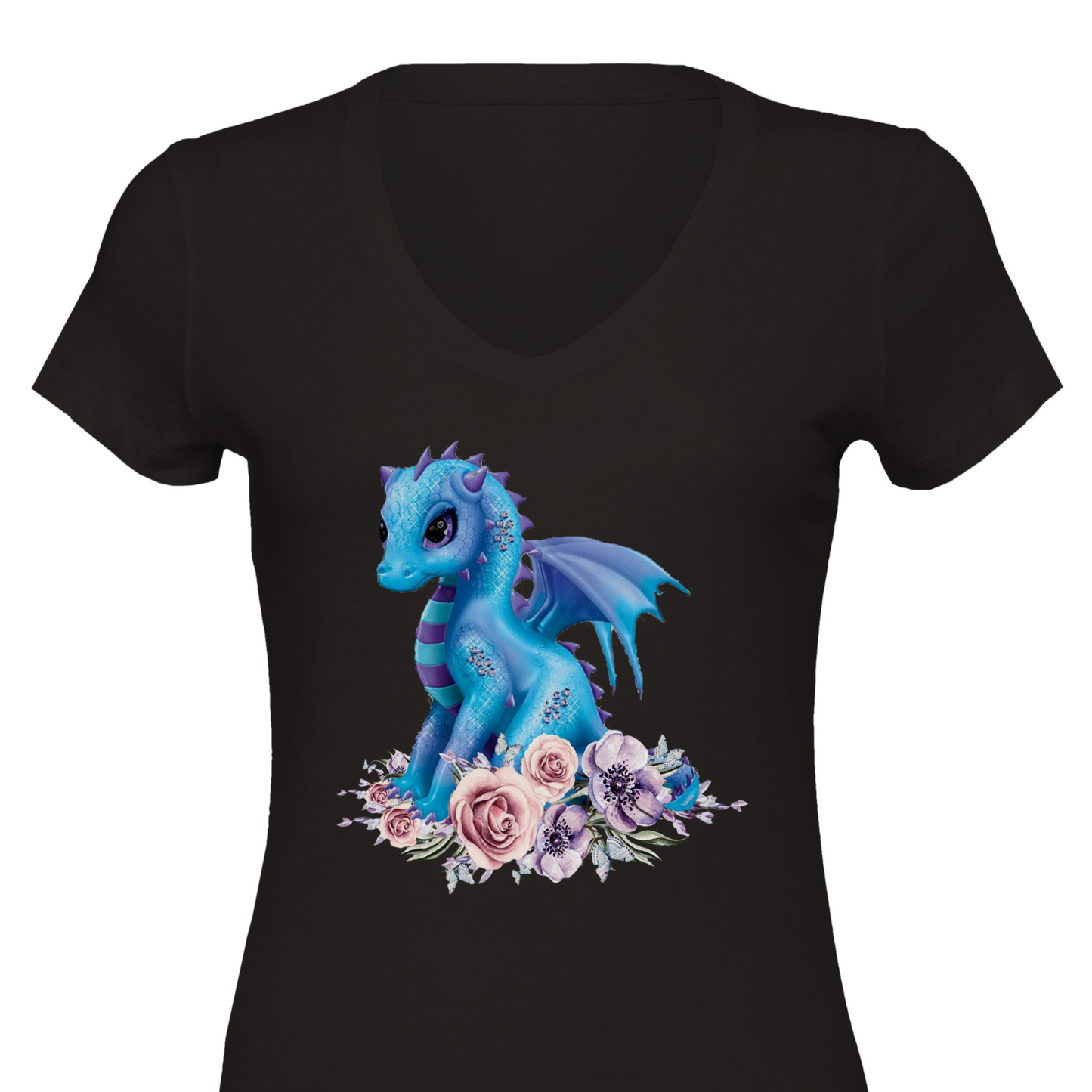 Cute Dragon Premium Womens V-Neck T-shirt - Schoppix Gifts