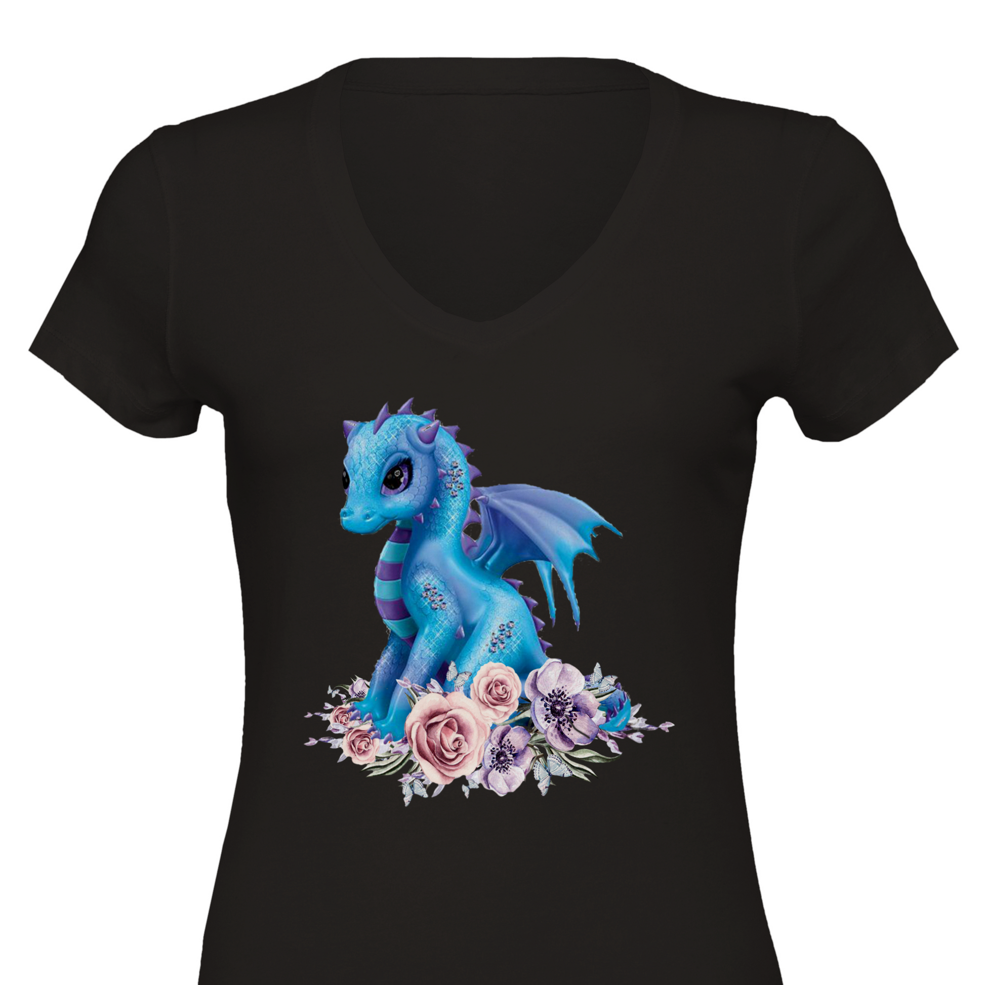 Cute Dragon Premium Womens V-Neck T-shirt - Schoppix Gifts