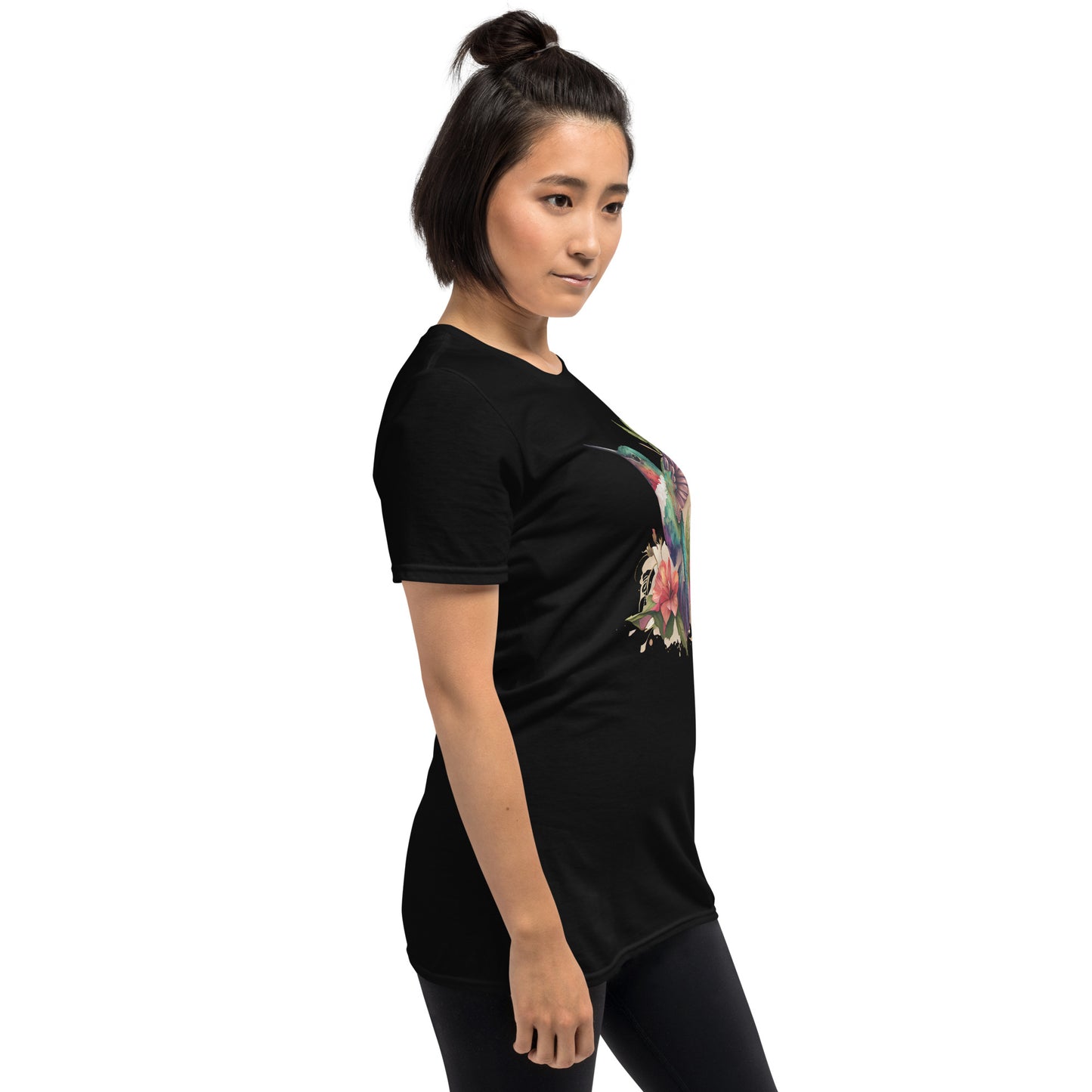 Beautiful Floral Hummingbird Art Short-Sleeve Unisex T-Shirt