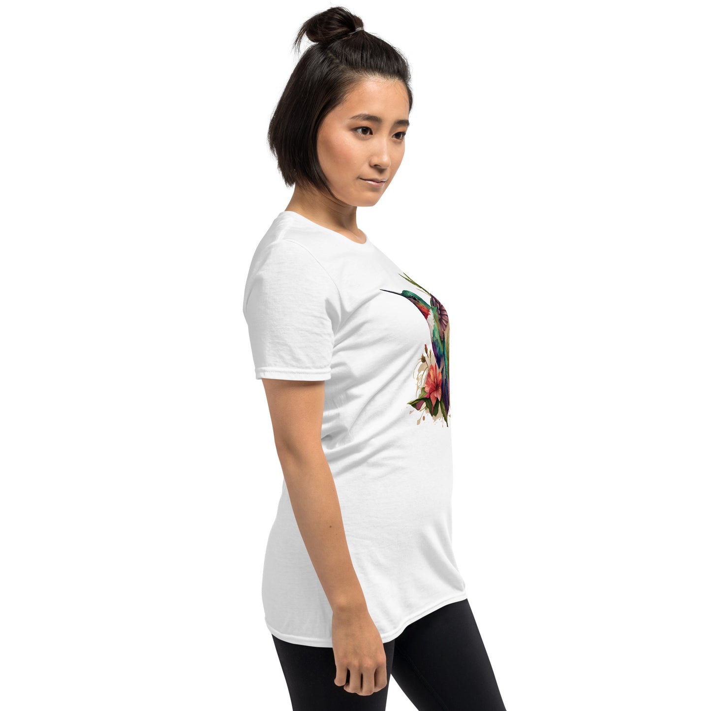 Beautiful Floral Hummingbird Art Short-Sleeve Unisex T-Shirt