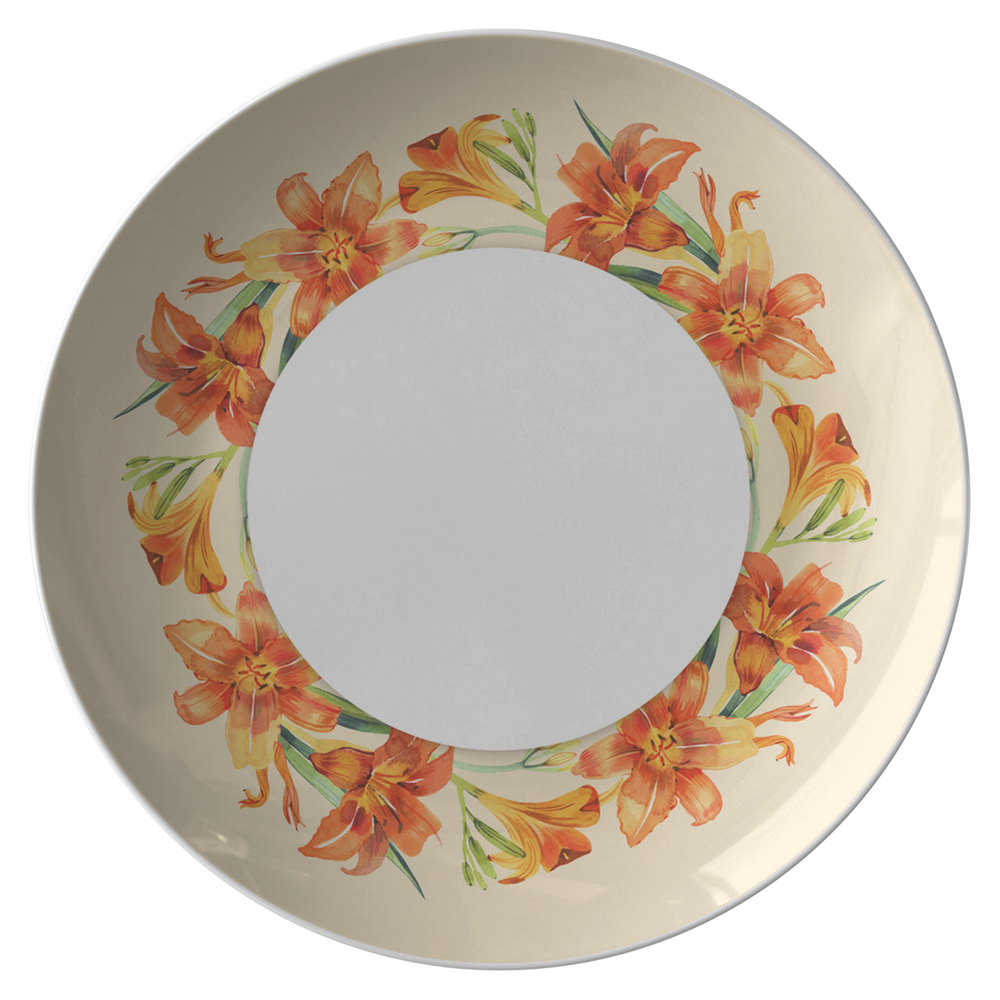 Orange Lilies Flower Wreath Decorative Plate