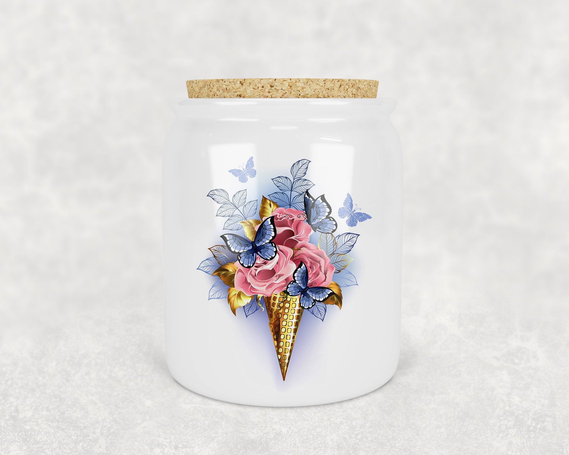 Watercolor Butterflies and Flowers Cone Art Treat Jar - Schoppix Gifts