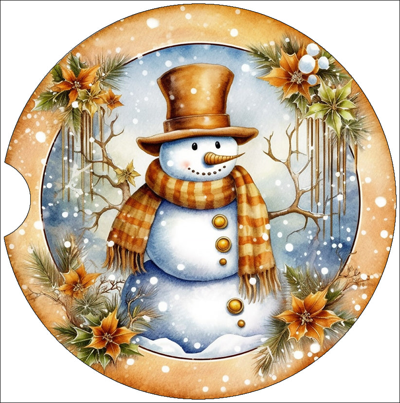 a snowman with a top hat and scarf