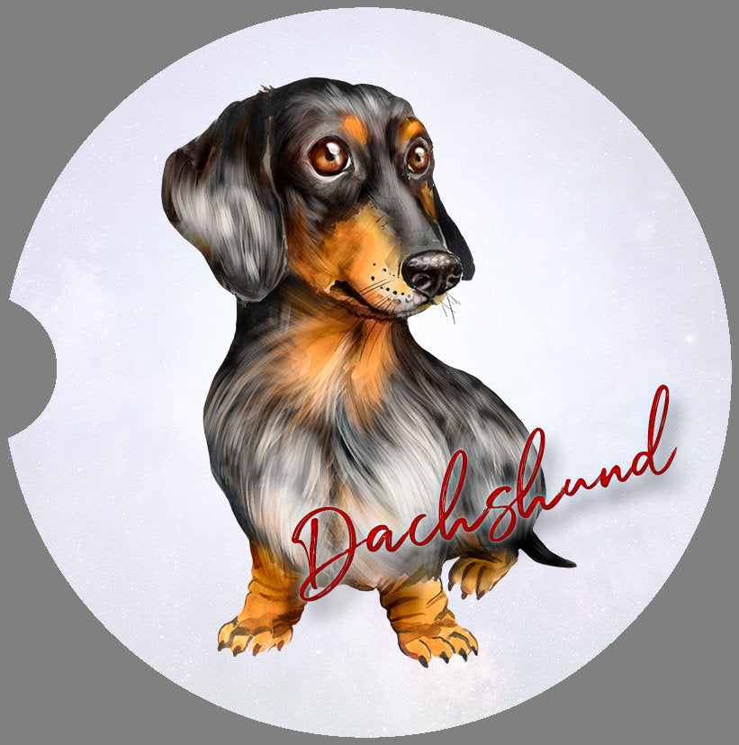 Dachshund Dog Art Car Coasters - Matching Pair - Schoppix Gifts