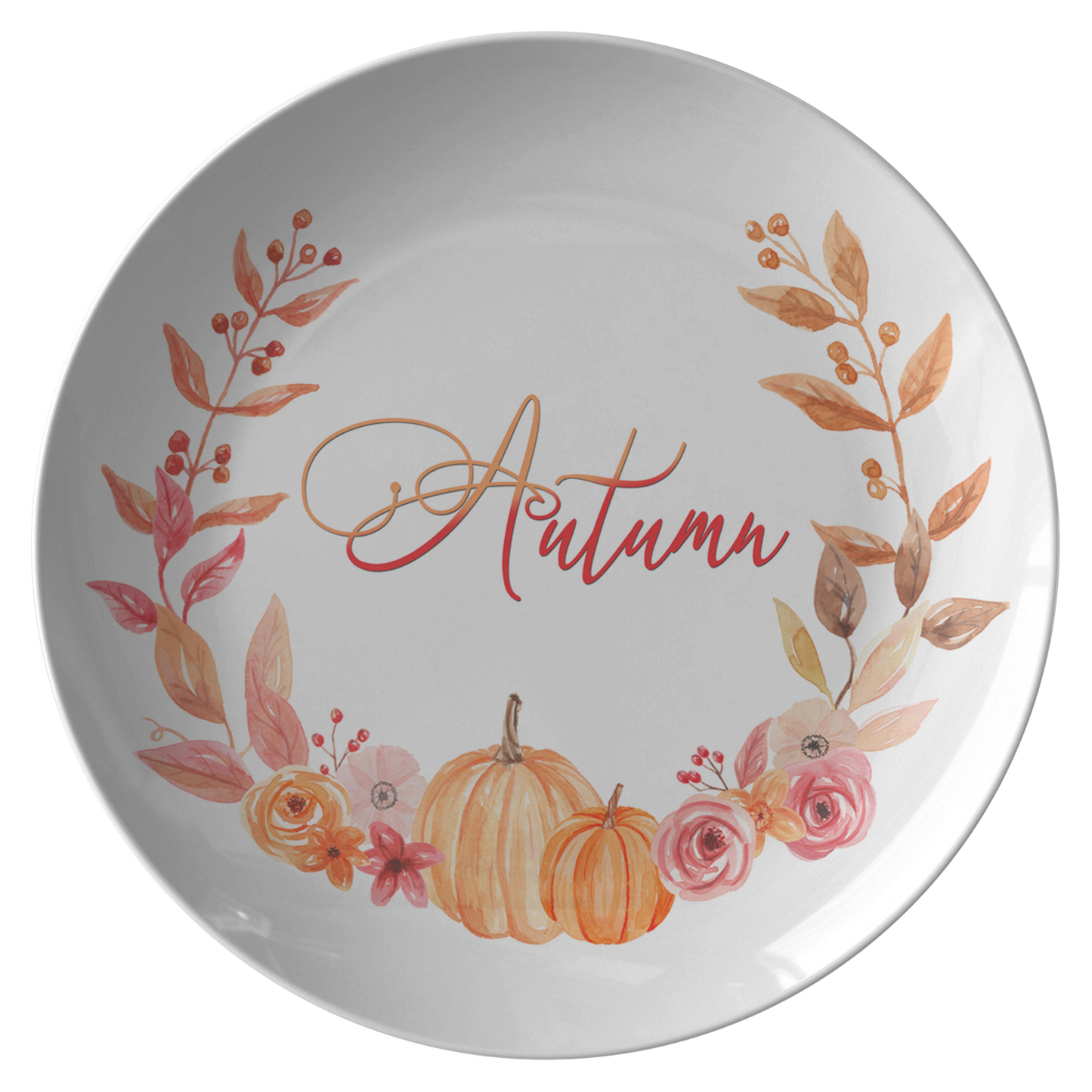 Autumn Leaves and Pumpkins Decorative Plate