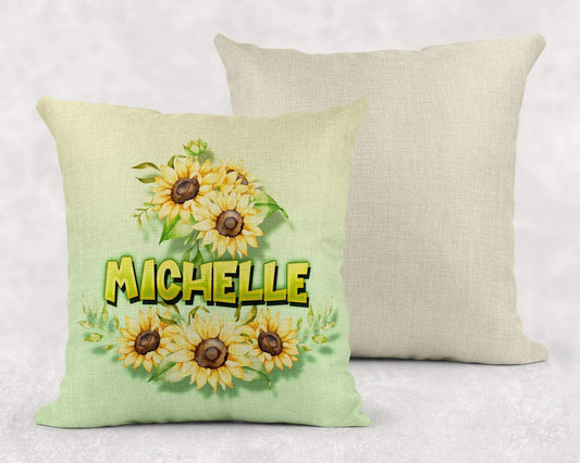 15.75 Inch Personalized Sunflower Art Linen Throw Pillow|Home Decor|Decorative Pillows - Schoppix Gifts