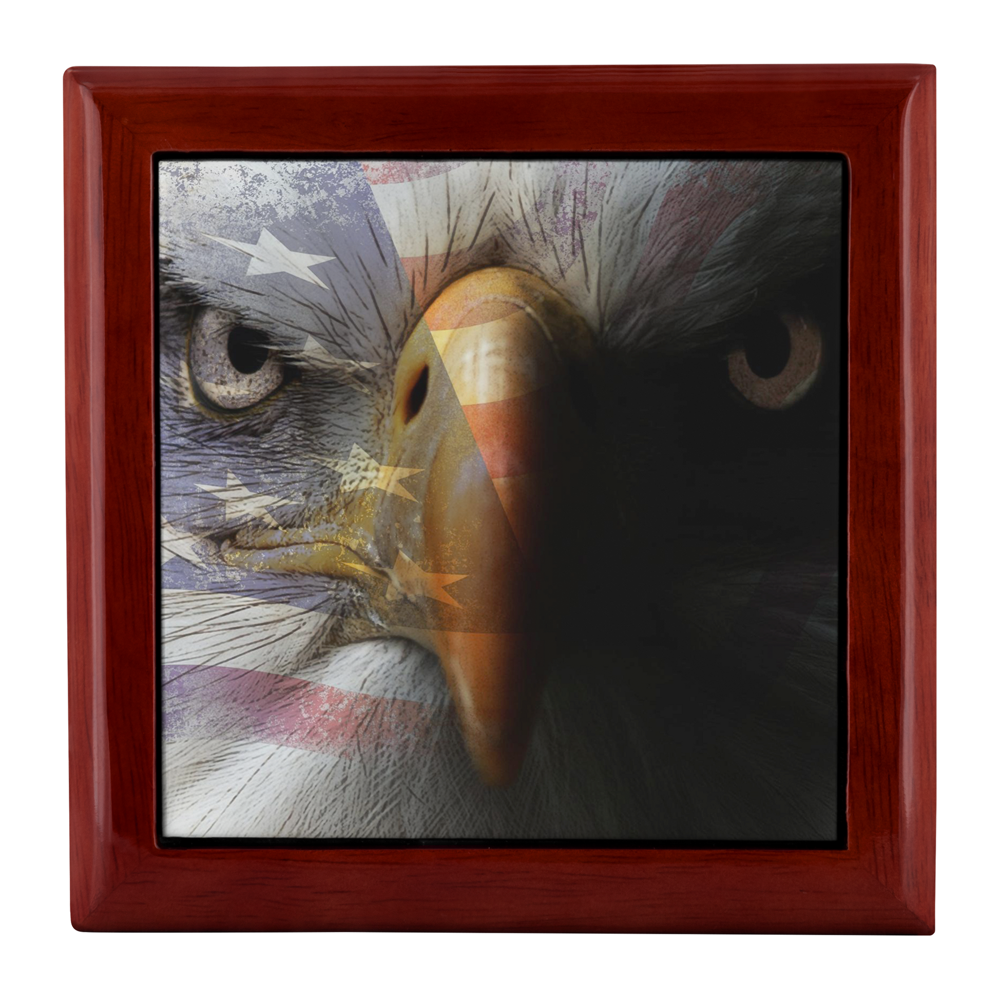 American Flag Bald Eagle Portrait Jewelry Box - Schoppix Gifts
