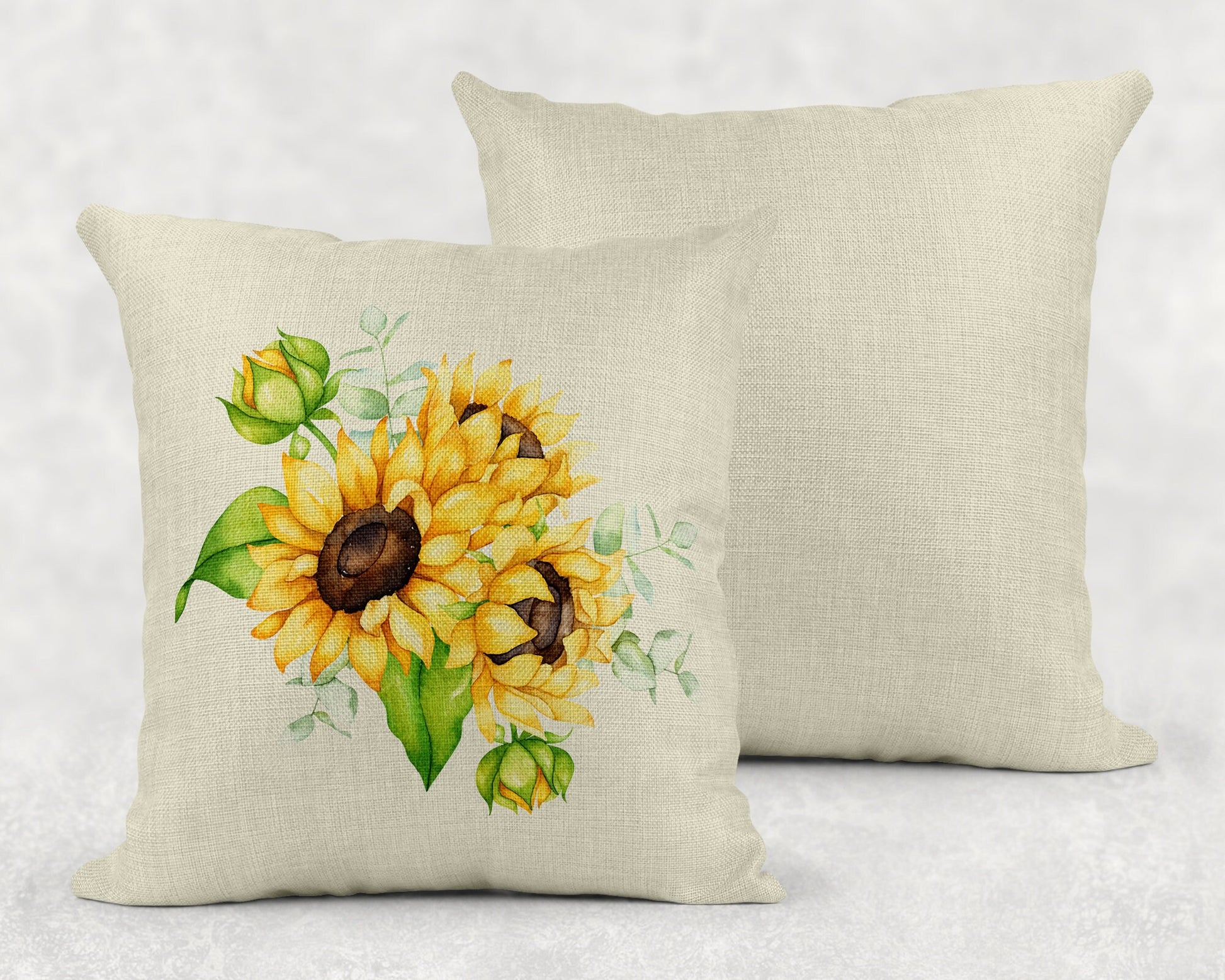 15.75 Inch Sunflower Arrangement Linen Throw Pillow|Home Decor|Decorative Pillows| - Schoppix Gifts