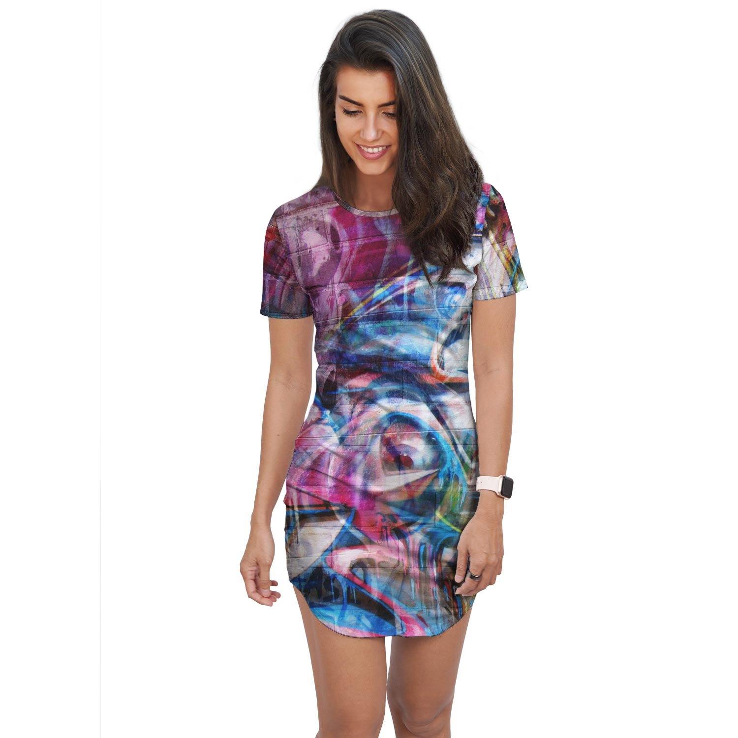 Abstract Graffiti T-Shirt Dress - Schoppix Gifts