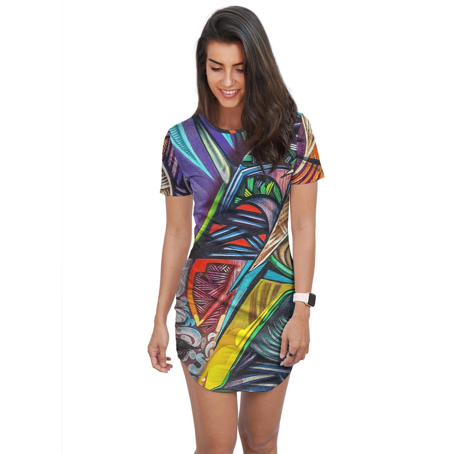 Abstract Graffiti Art T-Shirt Dress - Schoppix Gifts