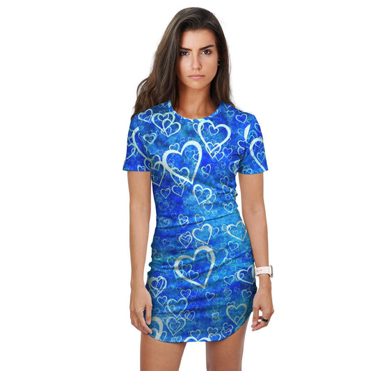 Blue Hearts T-Shirt Dress - Schoppix Gifts