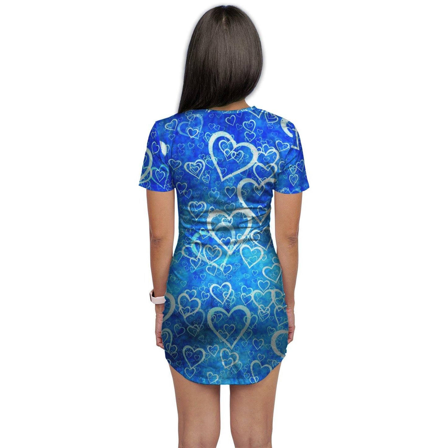 Blue Hearts T-Shirt Dress - Schoppix Gifts