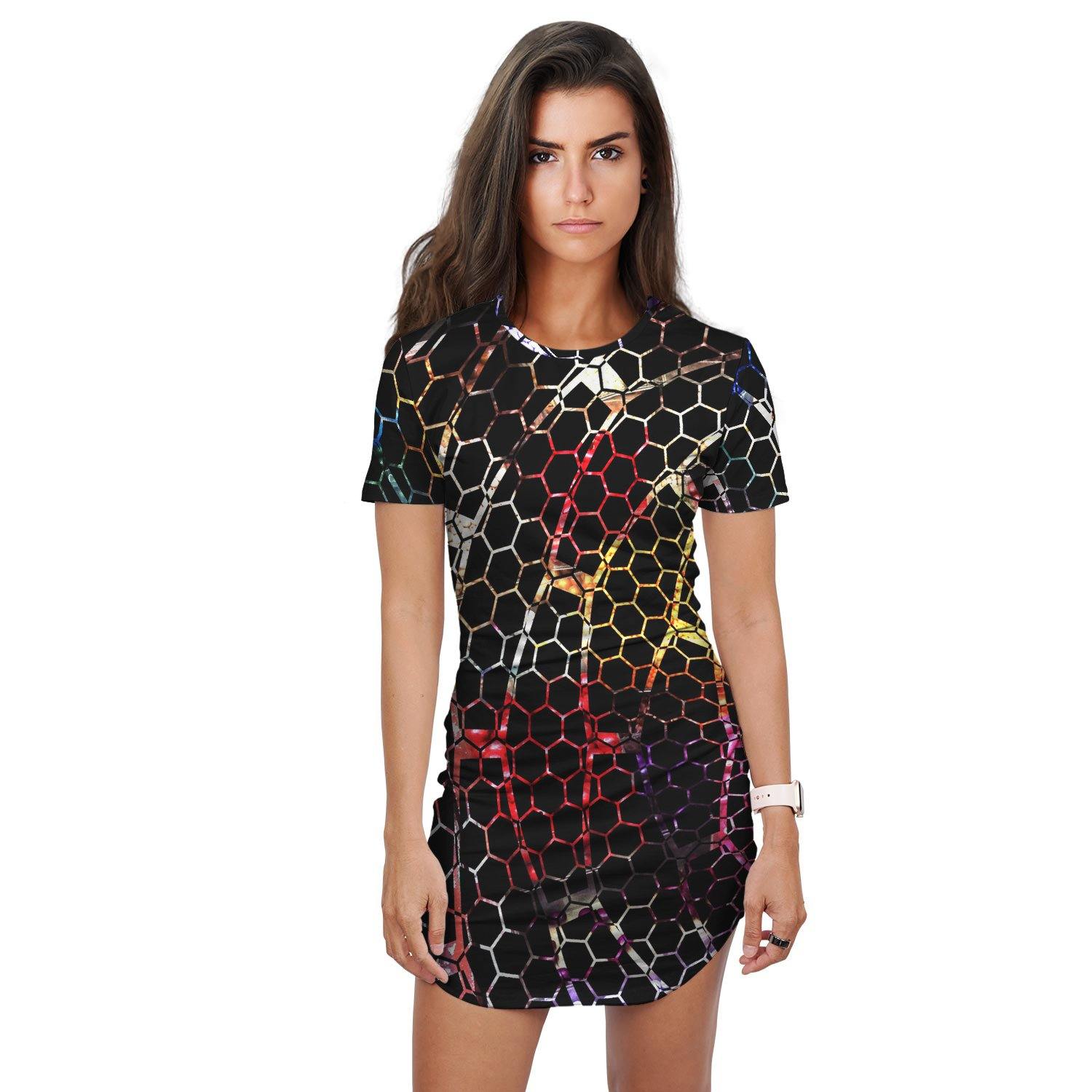 Color Grid T-Shirt Dress - Schoppix Gifts