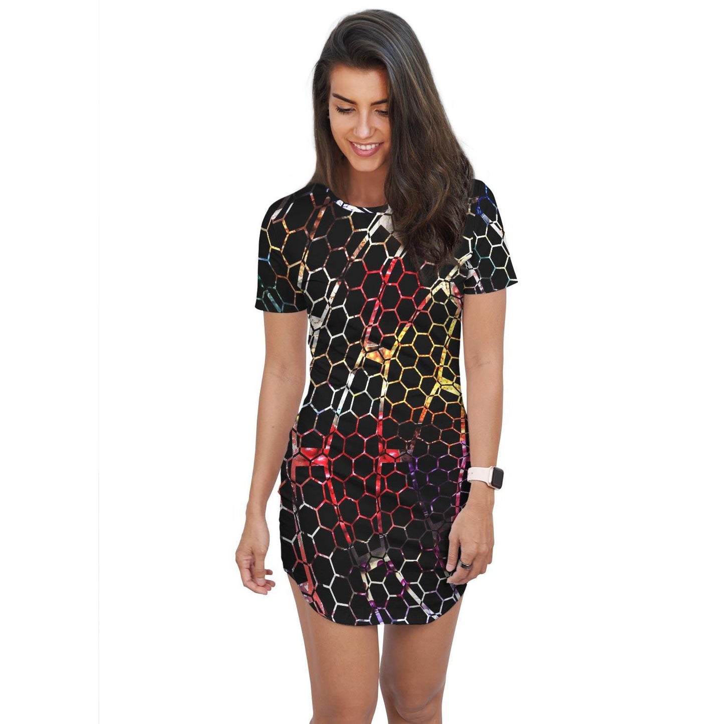 Color Grid T-Shirt Dress - Schoppix Gifts