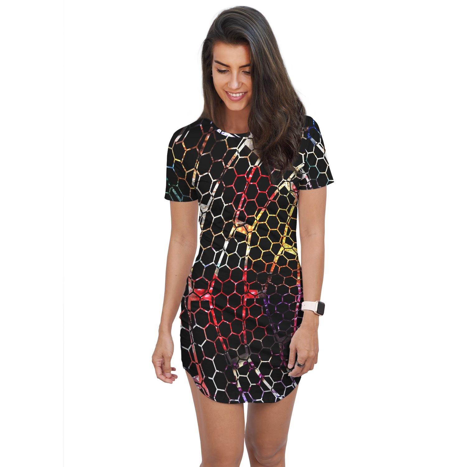 Color Grid T-Shirt Dress - Schoppix Gifts