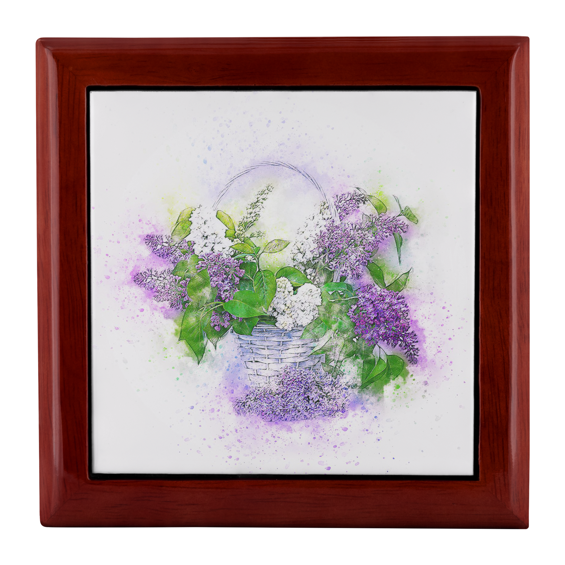 Watercolor Style Lilac Basket Jewelry Box - Schoppix Gifts