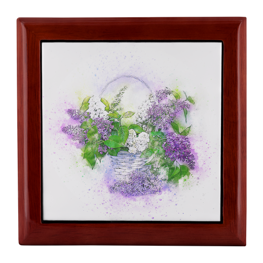 Watercolor Style Lilac Basket Jewelry Box - Schoppix Gifts
