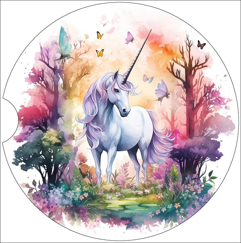 Watercolor Magical Unicorn Art Car Coasters - Matching Pair - Set of 2
