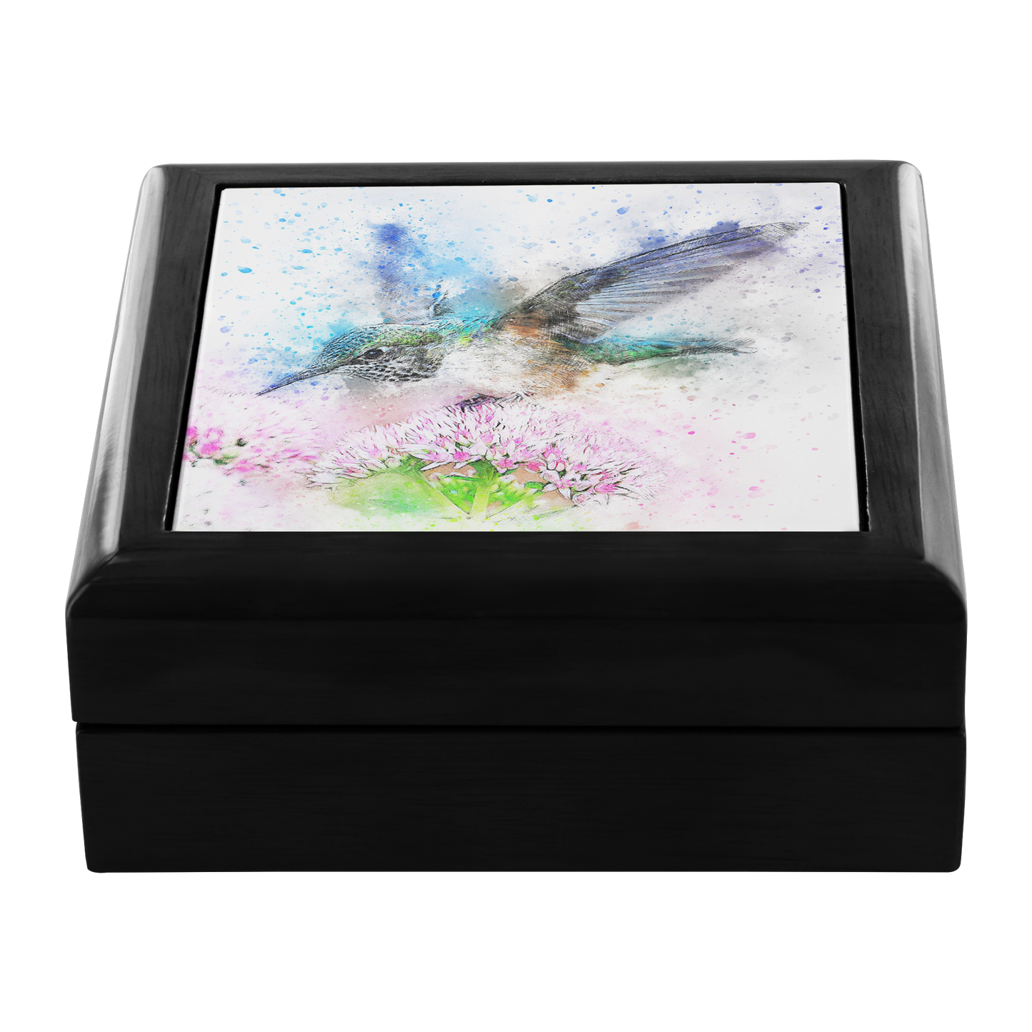 Hummingbird Simulated Watercolor Jewelry Box - Schoppix Gifts