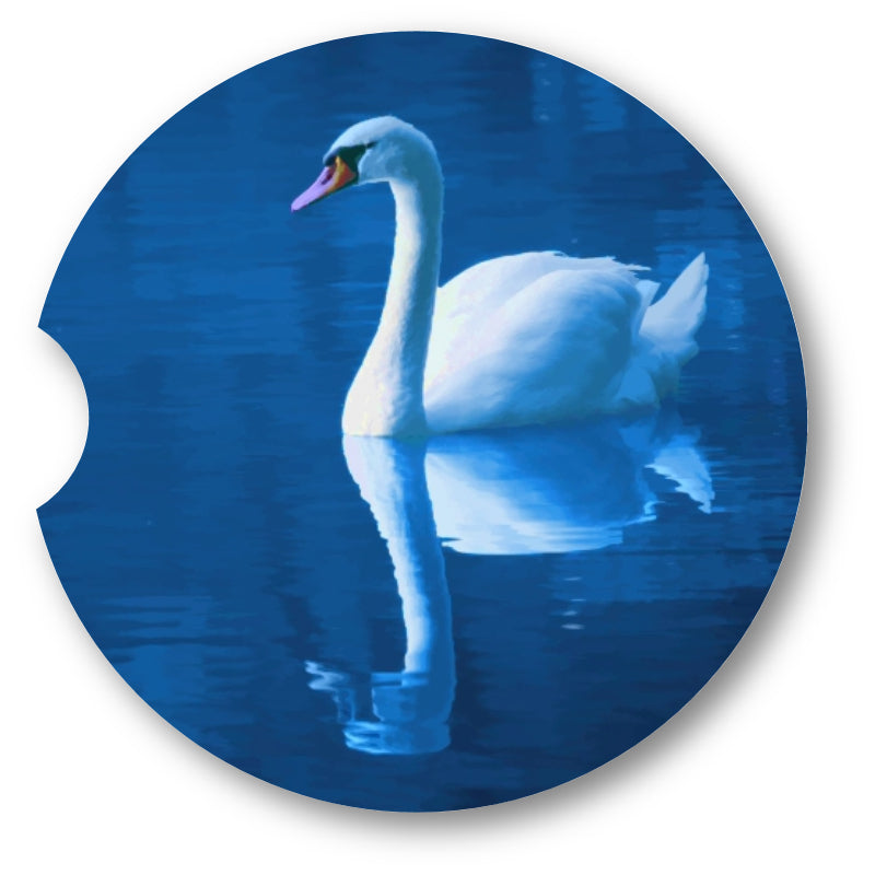 Watercolor Look Swan Coasters set of 2