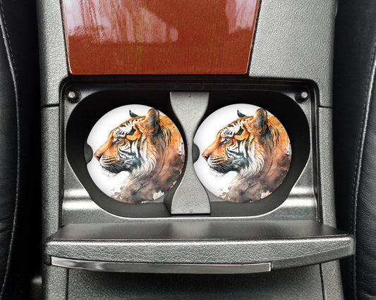 two plates with a picture of a tiger on them
