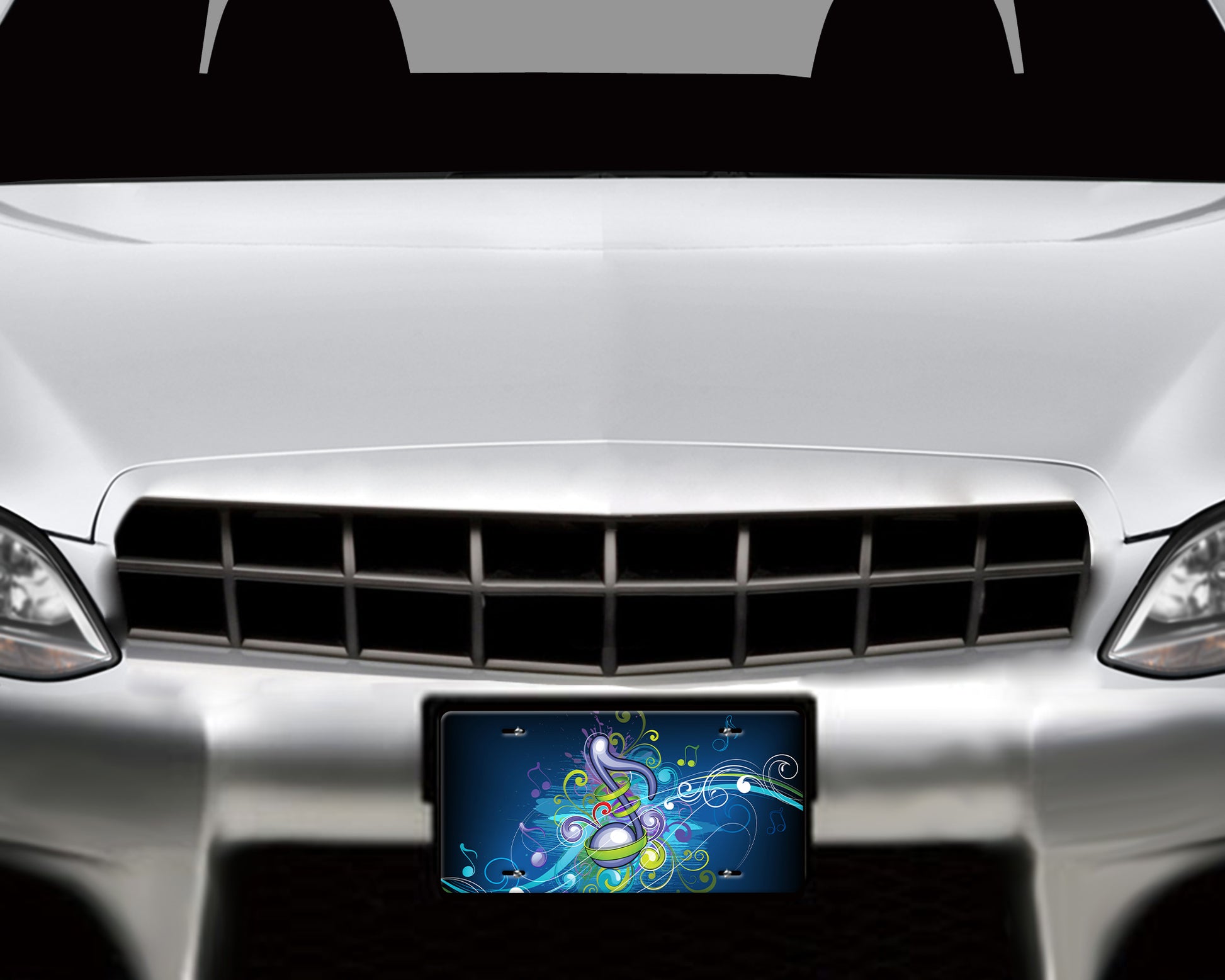 Dark Blue Music Notes Art Aluminum License Plate - Schoppix Gifts