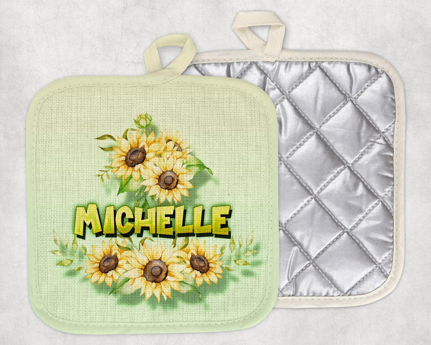 Personalized Sunflower Art Linen Potholder|Kitchen Decor|Home Decor - Schoppix Gifts