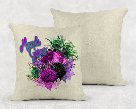 15.75 Inch Mardi Gras Bouquet Linen Throw Pillow|Home Decor|Decorative Pillows| - Schoppix Gifts