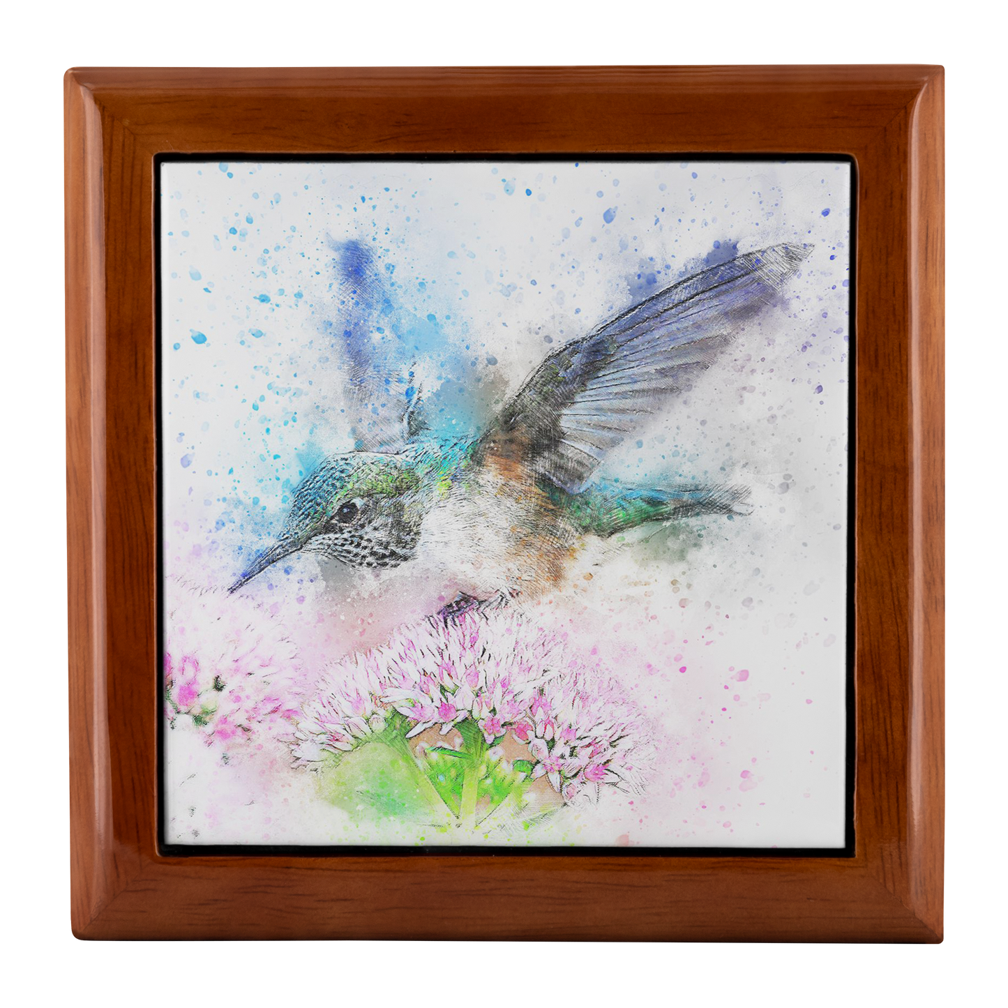 Hummingbird Simulated Watercolor Jewelry Box - Schoppix Gifts