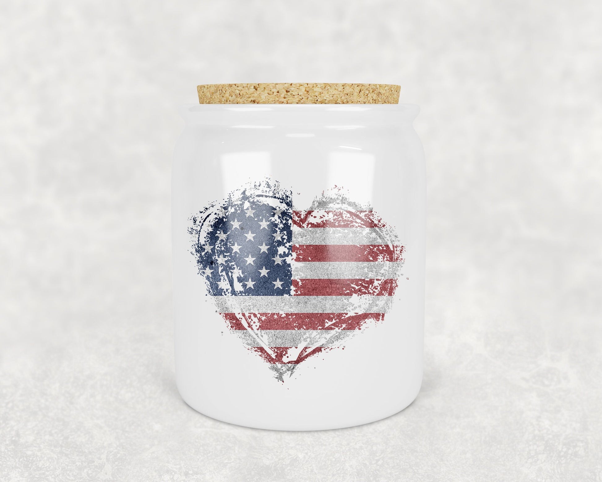 Watercolor American Flag Heart Treat Jar - Schoppix Gifts