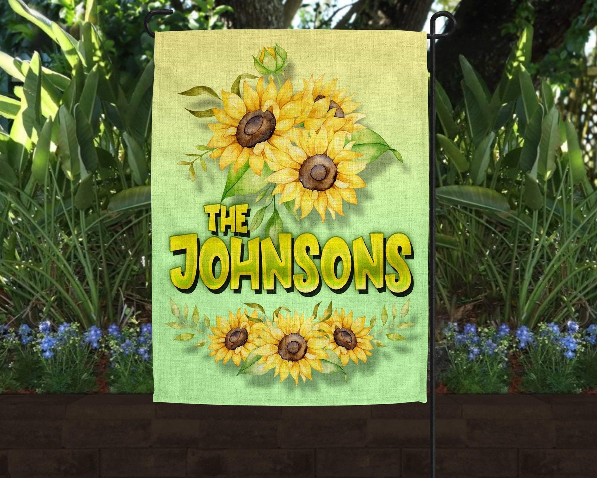 Personalized Sunflower Art Linen Garden Flag - Schoppix Gifts