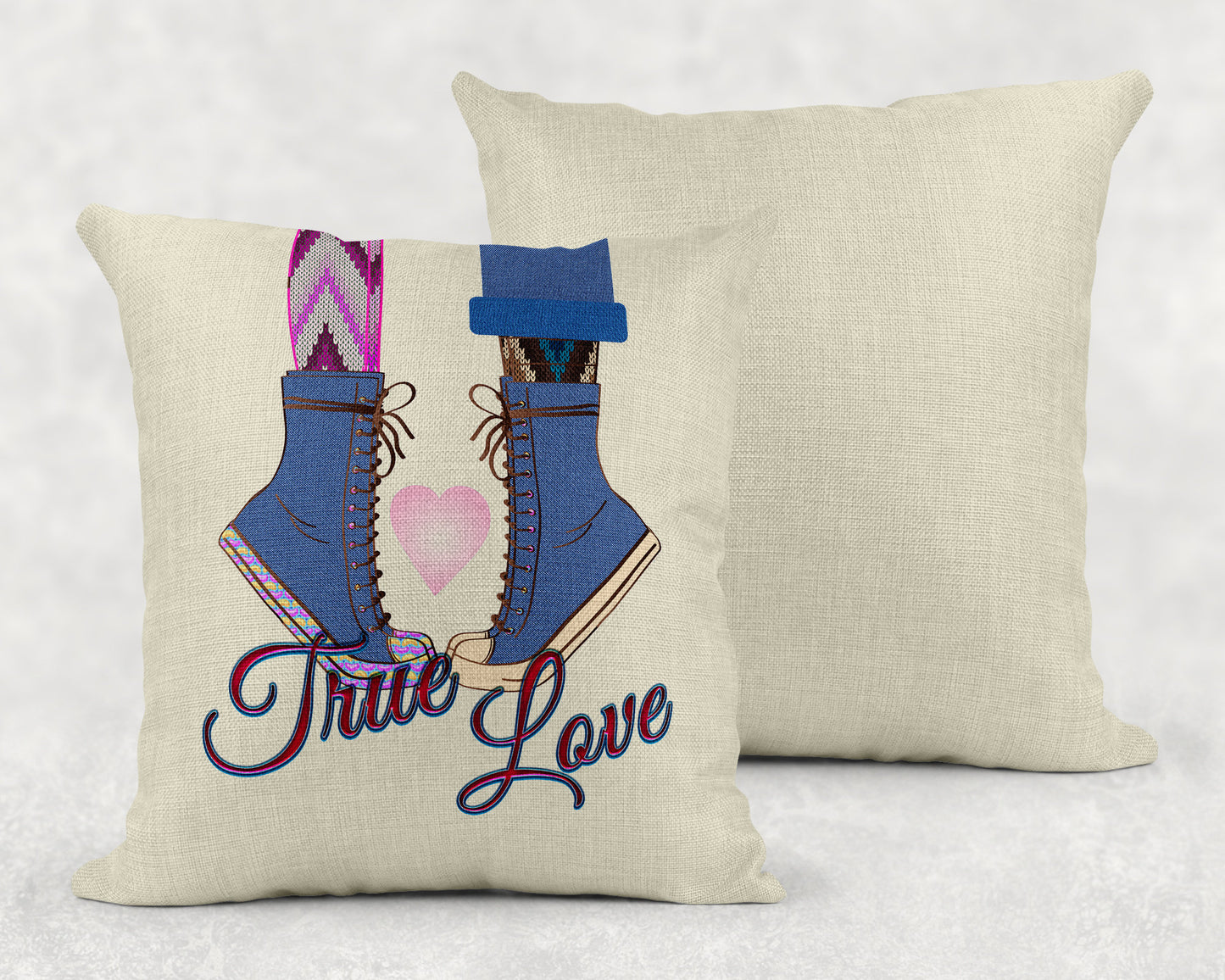 15.75 Inch True Love Sneakers Country Art Linen Throw Pillow|Home Decor|Decorative Pillows| - Schoppix Gifts